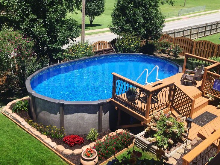 Pool Deck Ideas (Partial Deck) | Swimming pools backyard, Above .