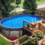 Pool Deck Ideas (Partial Deck) | Swimming pools backyard, Above .