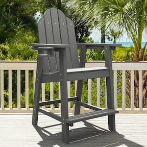 LUE BONA Dark Gray Plastic Bar Height Adirondack Chairs Outdoor .