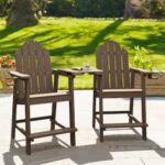 LUE BONA Brown Bar Height Adirondack Chairs Outdoor Bar Stool with .