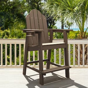 LUE BONA Dark Gray Plastic Bar Height Adirondack Chairs Outdoor .