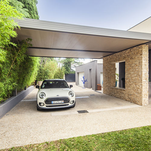 Wood carport - WALLIS&PARK® - PROFILS SYTEMES - aluminum / resin .