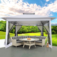 COBIZI 12x12 Outdoor Gazebo Pop Up Gazebo Canopy with Mosquito Netti