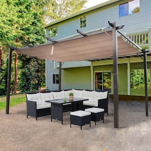 Outsunny 10 ft. x 13 ft. x 8 ft. Aluminum Outdoor Pergola Backyard .