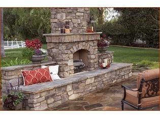 Dry Stack Stone Faced Outdoor Firepla