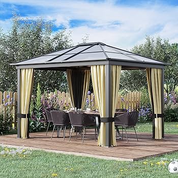 Amazon.com : Outsunny 10' x 12' Hardtop Gazebo Canopy with .