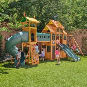 Bear Cave Lodge Swing Set and Playset | Ages 3-10 | KidKra