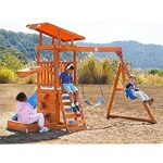 Amazon.com: Dolphin Playground Wooden Swing Sets for Backyard with .