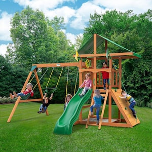 Gorilla Playsets DYI Outing III Wooden Outdoor Playset with Tarp .