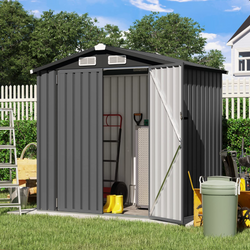 6' x 4' Outdoor Storage Shed, Galvanized Metal Steel Garden Shed W .