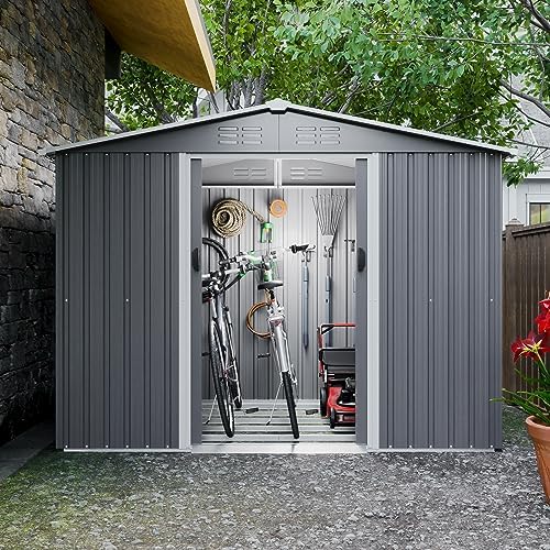 Amazon.com : HiKingKing 8x6 Ft Outdoor Metal Tool House, Backyard .