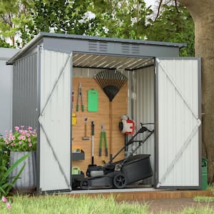 BTMWAY 6 ft. W x 4 ft. D Galvanized Double Door Metal Shed(21 sq .