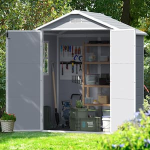 Tozey 6 ft. W x 4 ft. D Matte Gray Patio Resin Shed Extruded .