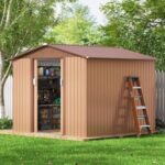 JAXPETY 8.4 ft. W x 8.4 ft. D Outdoor Storage Shed Galvanized .