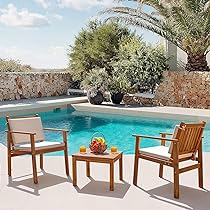 Amazon.com: Devoko Patio Set 3 Piece Acacia Wood Outdoor Furniture .