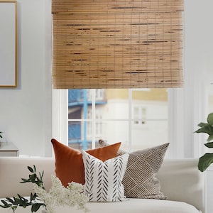 MOOD Cordless Bamboo Roman Shades, Natural Wood Collection - Et