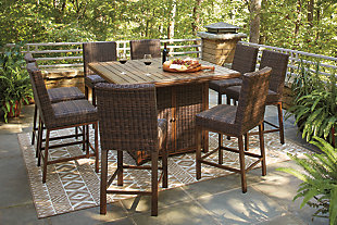 Paradise Trail Outdoor Bar Table and 8 Barstools | Ashl