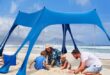 Costway 10 X 10 Ft Beach Sunshade Canopy Upf50+ With Carry Bag &8 .