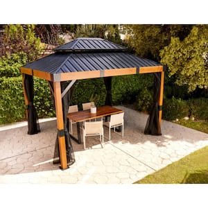 Sojag Fontana 10 ft. x 12 ft. Double Roof Wood Effect Rustproof .