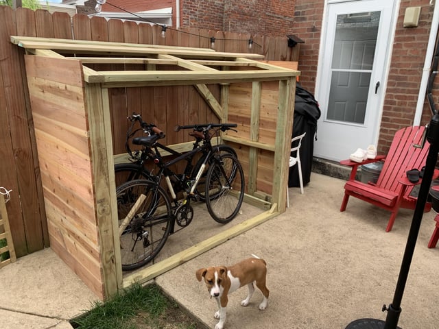 I built a 2-bike shed with my dad : r/BeginnerWoodWorki