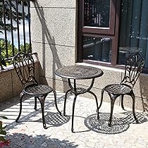 Amazon.com: C/G 3 Piece Bistro Set,Outdoor Patio Set,Anti-Rust .