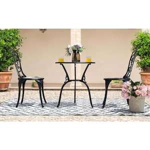 3-Piece Cast Aluminum Outdoor Bistro Furniture Set Patio Set with .