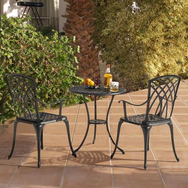 Nuu Garden 3-Piece Cast Aluminum Outdoor Bistro Set Patio .