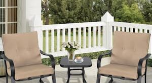 Suncrown 3-Piece Metal Outdoor Bistro Set Rocking Chairs with .