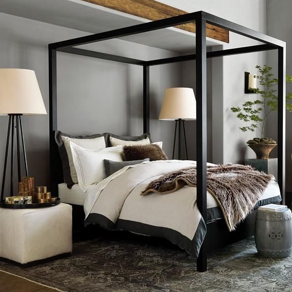 Keating Canopy Bed in Black | Canopy bedroom, Remodel bedroom .