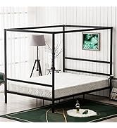 Amazon.com: Bonnlo Canopy Bed Frame Queen Platform Bed Frame 4 .