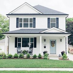 32 White houses with black shutters. Classic! ideas | black .