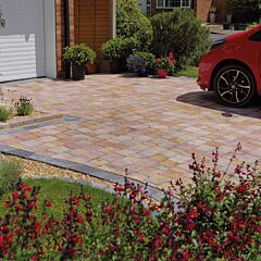 Pavesett Autumn Brown - Orange/Amber Tumbled Concrete Block Paving .