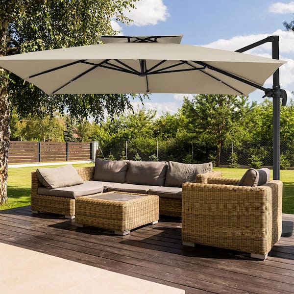 JEAREY 10 ft. x 10 ft. Square Two-Tier Top Rotation Outdoor .