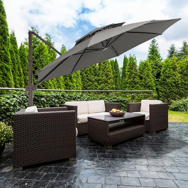 JEAREY 13 ft. Aluminum 360-Degree Rotation Cantilever Patio .