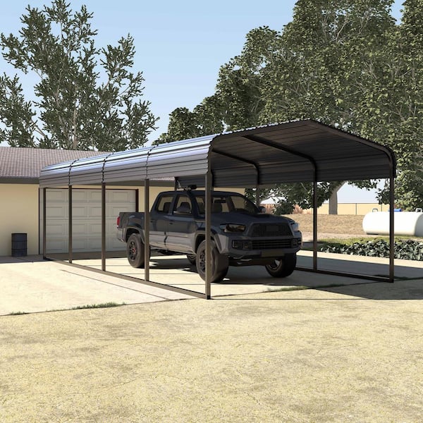 VEIKOUS 12 ft. W x 20 ft. D Carport Galvanized Steel Car Canopy .