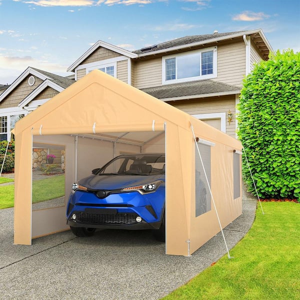 Gymax 10 ft. x 20 ft. Heavy-Duty Steel Carport Car Canopy Shelter .