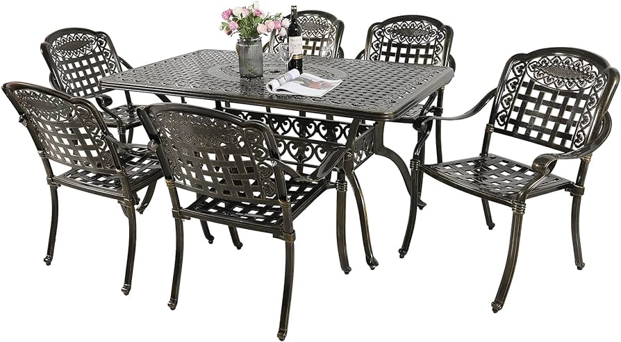 Amazon.com: MEETWARM 7-Piece Outdoor Furniture Dining Set, All .