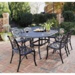 HOMESTYLES Sanibel Black 7-Piece Cast Aluminum Outdoor Dining Set .