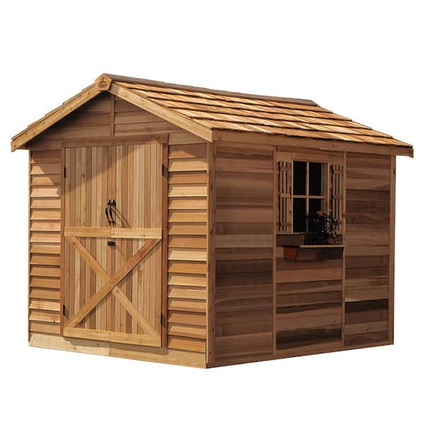 Cedarshed Rancher 8 ft. x 12 ft. Western Red Cedar Garden Shed .