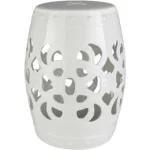 Outdoor White Ceramic Garden Stool | Living Spac