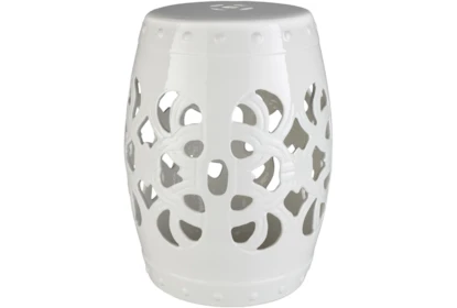 Outdoor White Ceramic Garden Stool | Living Spac