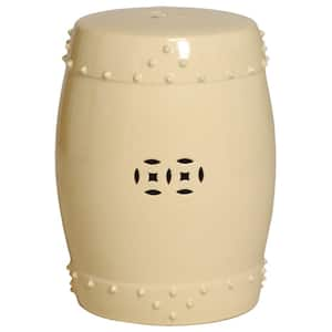 Emissary Large Cream Drum Ceramic Garden Stool 1255CM - The Home Dep