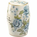 Zingz & Thingz 13 Round Antique Floral Ceramic Garden Stool in .