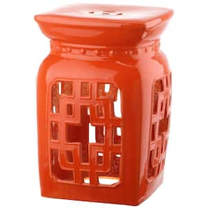 SAFAVIEH Beijing Filigree Orange Ceramic Garden Stool ACS4538D .