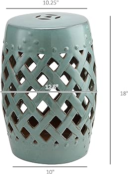 Amazon.com: Outsunny 13" x 18" Ceramic Garden Stool with Woven .