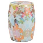 Scarlett Global Bazaar Multicolor Abstract Ceramic Garden Stool .