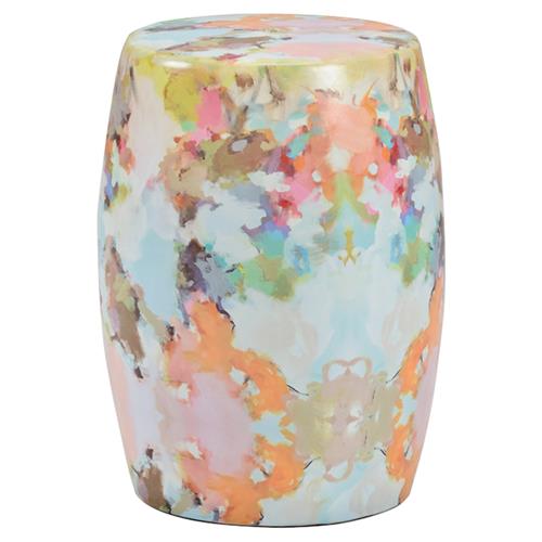 Scarlett Global Bazaar Multicolor Abstract Ceramic Garden Stool .