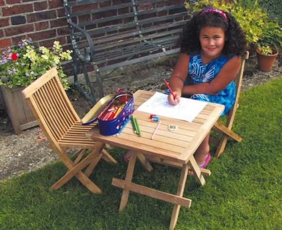 Ashdown Childrens Garden Table and Chairs Set | Wooden table and .