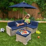 Outdoor Sectional Set for Kids - Barnwood Gray & Navy | KidKra