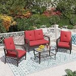 Amazon.com: PHI VILLA 4 Piece Outdoor Wicker Patio Furniture Sets .